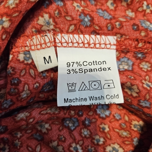 Bali Rattan Red Floral Kimono Maxi Dress Boho Peasant Size Medium‎ Women's - Picture 9 of 10